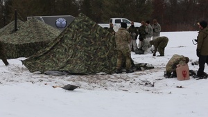 Fort McCoy Cold-Weather Operations Course students hold tent-building scenario, Part II