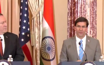Secretary of State Pompeo and Secretary of Defense Esper hold a joint press availability with Indian Minister of External Affairs Subrahmanyam Jaishankar and Minister of Defence Shri Rajnath Singh