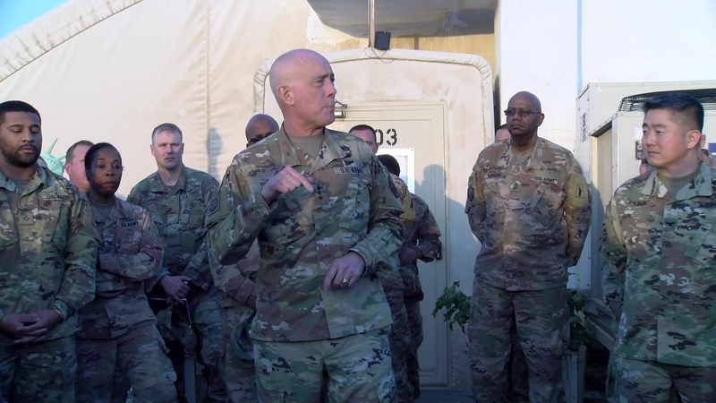 Chief of the Army Reserve visits Soldiers from the 77th Sustainment Brigade in Kuwait