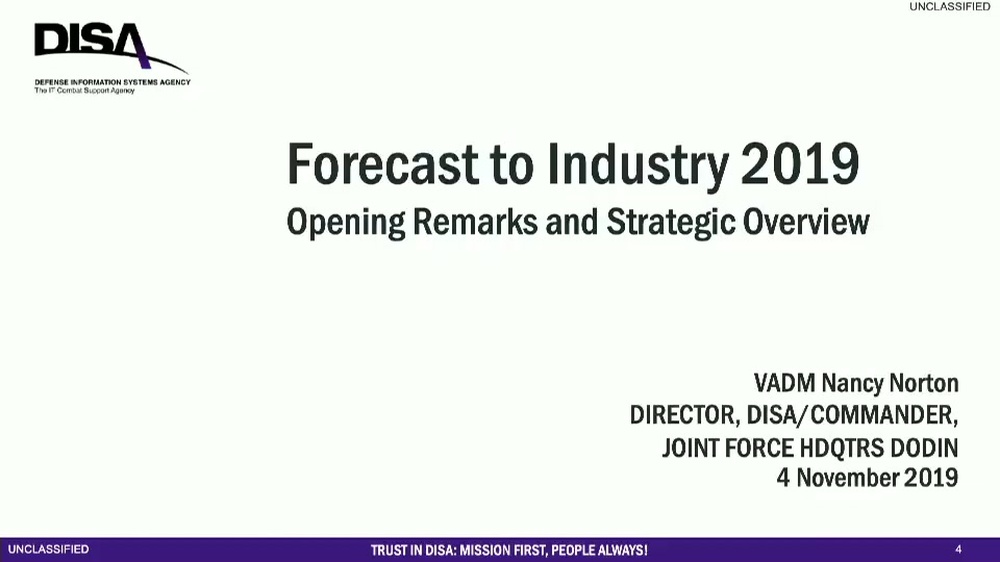 DVIDS Video DISA 2019 Forecast to Industry opening remarks and