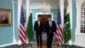 Secretary of State Pompeo Camera Spray with Pakistani Foreign Minister