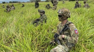 82nd Paratroopers jump with their Colombian partners during Dynamic Force Exercise