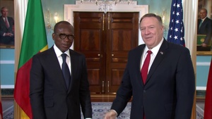 Secretary of State Pompeo Camera Spray with Benin President Patrice Talon