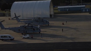 Two CH-53K King Stallions prepare for flight