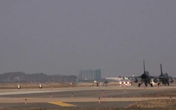 8th Fighter Wing F-16's Taxi and Take Off