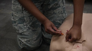 In the danger zone; Airmen provide emergency care to wounded personnel
