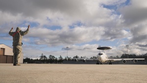 E-8C Joint STARS and E-3 Sentry aircraft train together