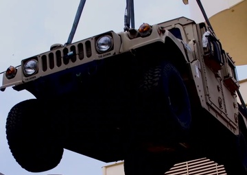 U.S. Marines and Sailors load humvees onto the Improved Navy Lighterage System (INLS) during MPFEX20 (Part 1 of 3)
