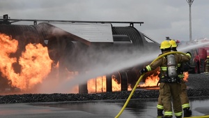 MCAS Iwakuni ARFF, conduct emergency response operations training (B-Roll)