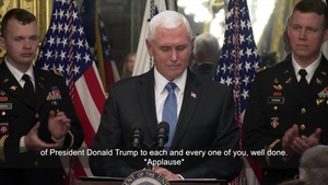 Vice President Mike Pence presents award to winners of President's Cup Cybersecurity Challenge
