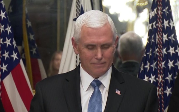 Vice President Mike Pence presents award to winners of President's Cup Cybersecurity Challenge