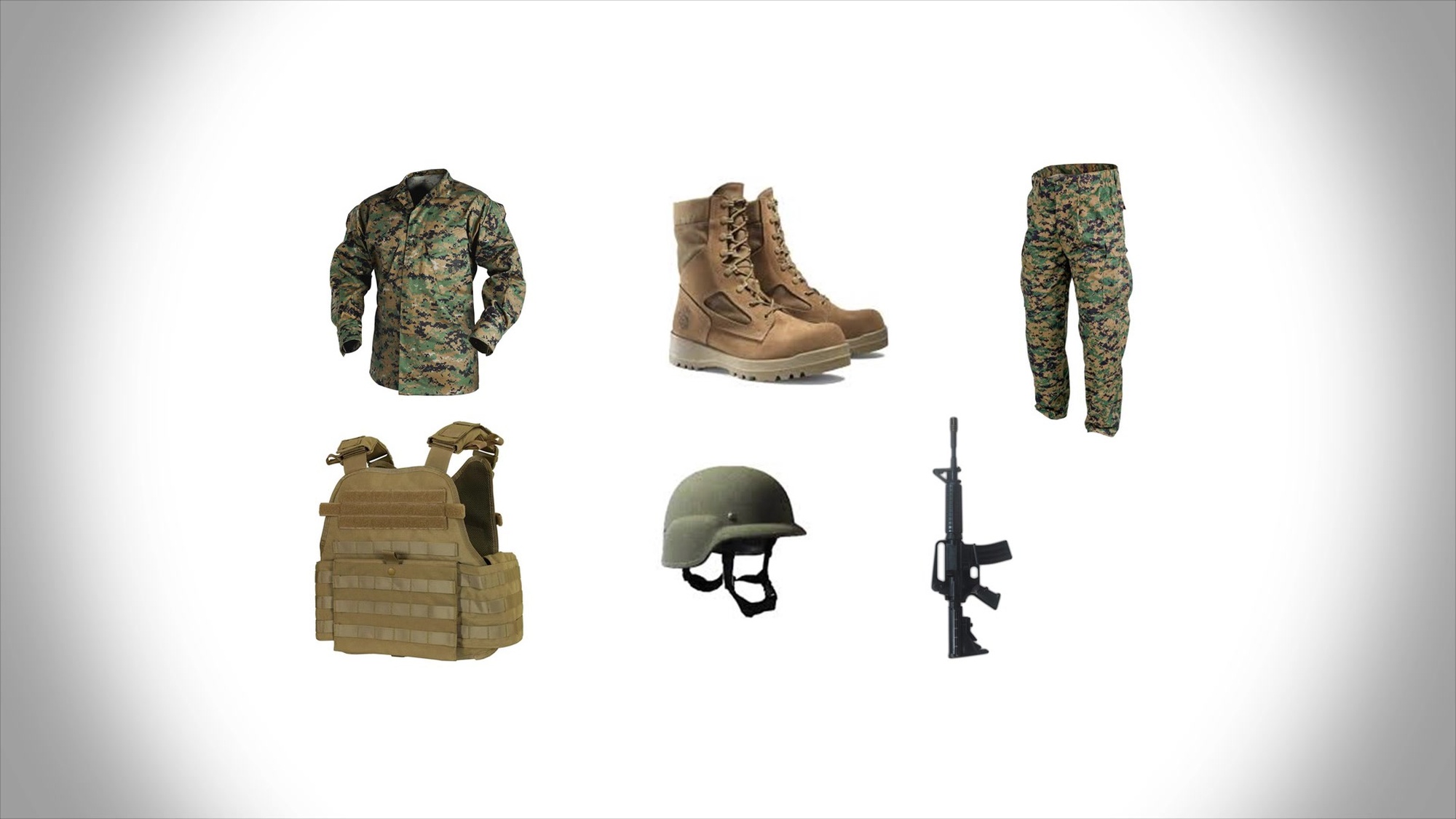 Combat uniform and combat load to perform gear shed includes:
o	Blouse
o	Boots
o	Trouser
o	Flak
o	Kevlar
o	Rifle