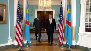 Secretary of State Michael R. Pompeo Camera Spray with Congolese President Felix Tshisekedi