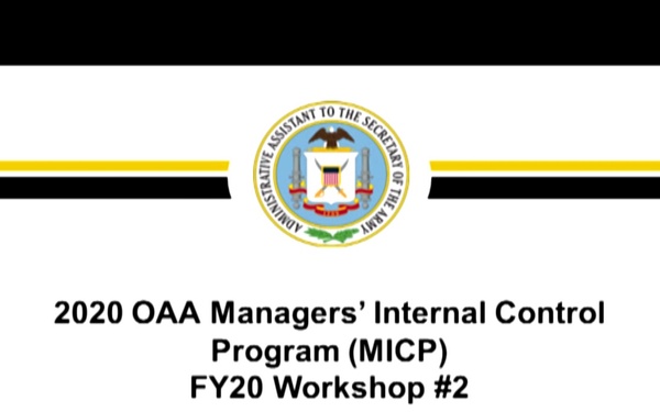 2020 OAA Managers' Internal Control Program FY20 Workshop #2