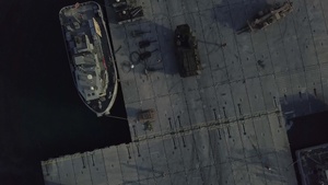 Drone Footage - LSV Offload to Trident Pier of Marine Corps Equipment