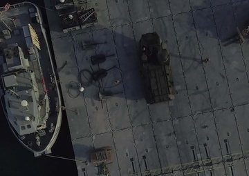 Drone Footage - LSV Offload to Trident Pier of Marine Corps Equipment