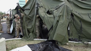 B-ROLL: Maryland Guard Unit Setup Tent for Emergency Triage