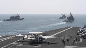 The Dwight D. Eisenhower and Harry S. Truman carrier strike groups conduct dual carrier and joint air wing operations