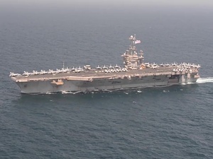 Dwight D. Eisenhower and Harry S. Truman carrier strike groups conduct dual carrier and joint air wing operations