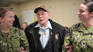 Hershel "Woody" Williams Presents Medal of Honor Medal to USS Hershel "Woody" Williams