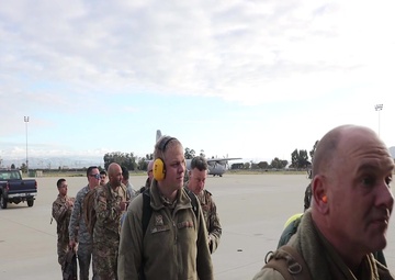 California Air National Guard 146th Airlift Wing mobilized to assist building of federal medical facilities at Riverside Fairgrounds in Indio California