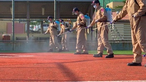 USFK Area IV Fire Dept. Sanitizes Sports Field