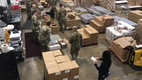Time-lapse of Ohio National Guard helping a food bank (B-Roll)