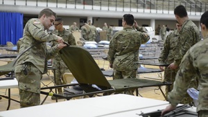 Connecticut National Guard sets up federal medical station equipment at Southern Connecticut State University (Package)