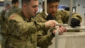 Connecticut National Guard sets up federal medical station equipment at Southern Connecticut State University (B-Roll)