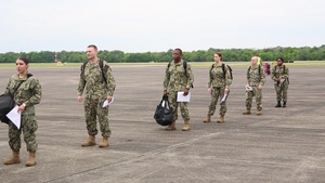 U.S. Navy Sailors arrive at Naval Air Station Joint Reserve Base New Orleans for JRSOI