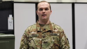 Spc. Tyler Harris talks about the Intensive Care Unit section