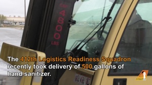 Edwards AFB receives 500 gallons of hand sanitizer