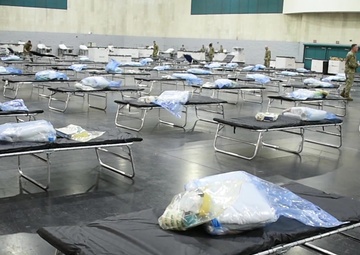 B-Roll Of Airmen Setting Up Federal Medical Station At Fresno Convention Center
