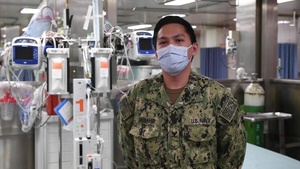 Interview with U.S. Navy Hospital Corpsman 3rd Class Marco Hubahib, from Elmhurst, Queens in New York City, aboard the Military Sealift Command hospital ship USNS Comfort (T-AH 20).