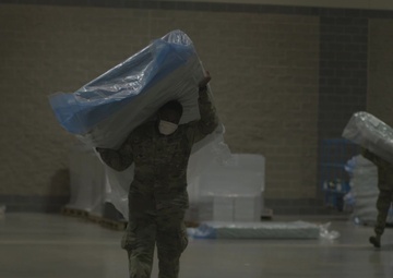 Connecticut National Guard Builds Beds at Connecticut Convention Center