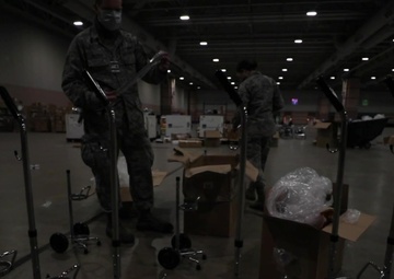 New Jersey Airmen set up medical equipment