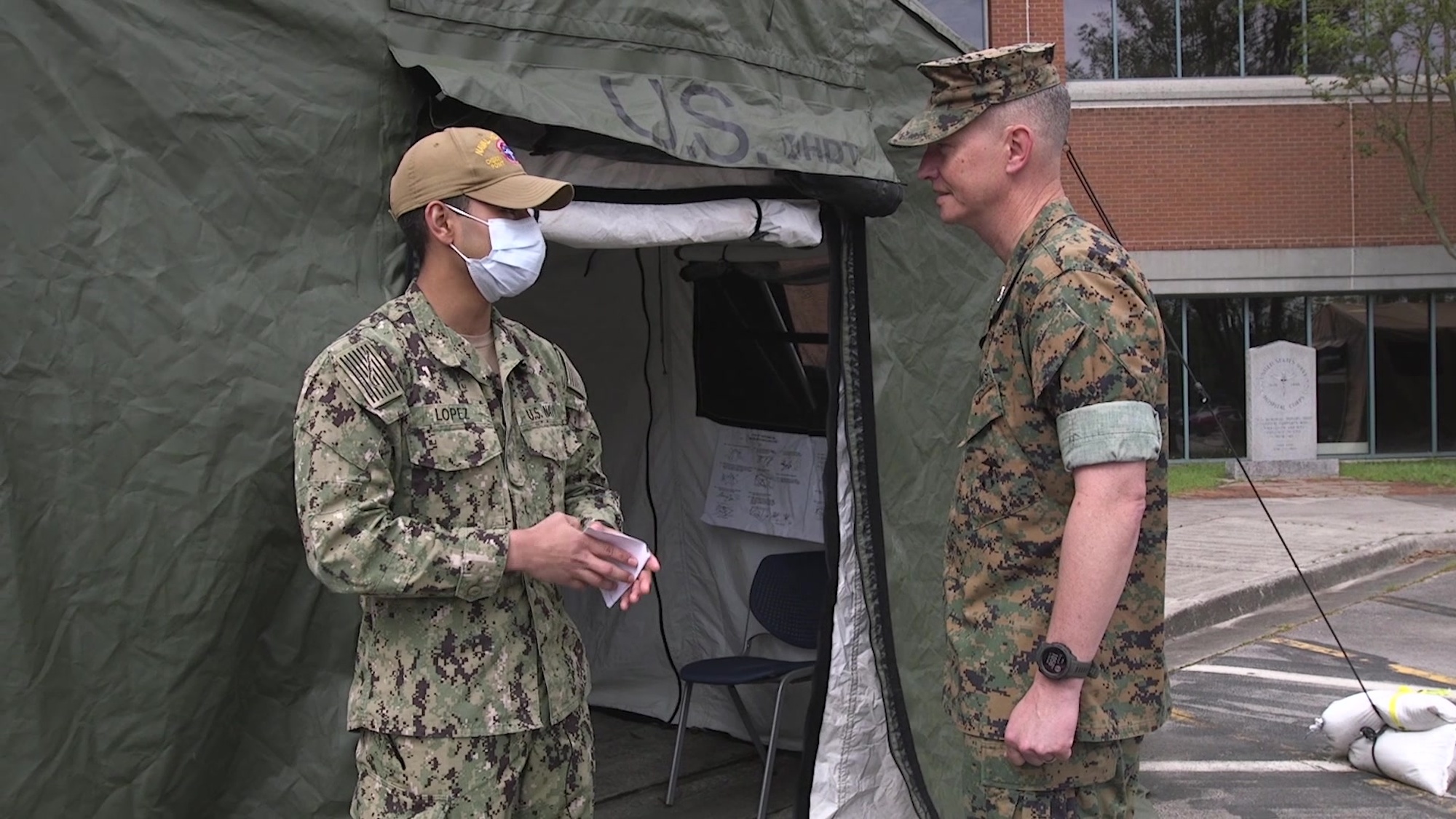 Naval Health Clinic Cherry Point has enacted strict screening procedures for anyone entering the clinic; the measures are aimed to protect visitors and staff by reducing the risk of exposure to the coronavirus disease or COVID-19. As of April 10, 2020, all visitors will be required to wear a face covering before entering the facility.