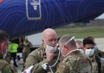 Soldiers with the 94th CHS arrive at Hanscom