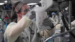U.S. Navy Doctors, Nurses and Corpsmen Treat Patients in the ICU Aboard USNS Comfort
