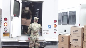 New York Army National Guard Soldiers deliver food to Chenango County residents.