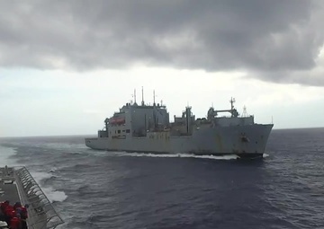 USS Gabrielle Giffords (LCS 10) UNREP with USNS Cesar Chavez (T-AKE 14)
