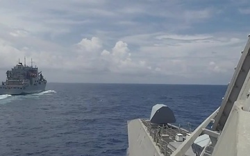 USS Gabrielle Giffords (LCS 10) UNREP With USNS Cesar Chavez (T-AKE 14) (Time Lapse)