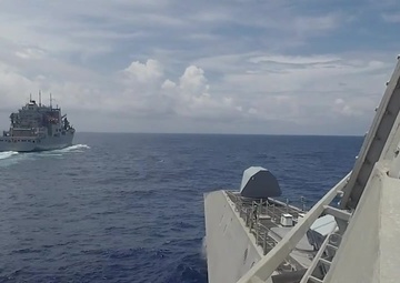 USS Gabrielle Giffords (LCS 10) UNREP With USNS Cesar Chavez (T-AKE 14) (Time Lapse)