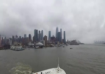 Time lapse of USNS Comfort departing NYC