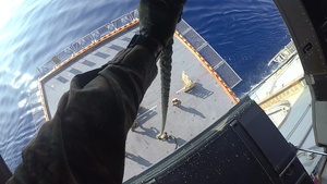 USS America (LHA 6) Marines from 31st Marine Expeditionary Unit Conduct Fast Rope to Marksman Exercise