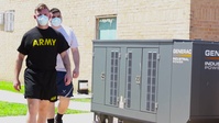 Oklahoma Guardsmen respond to COVID-19 by sanitizing a nursing home in Jones, Oklahoma
