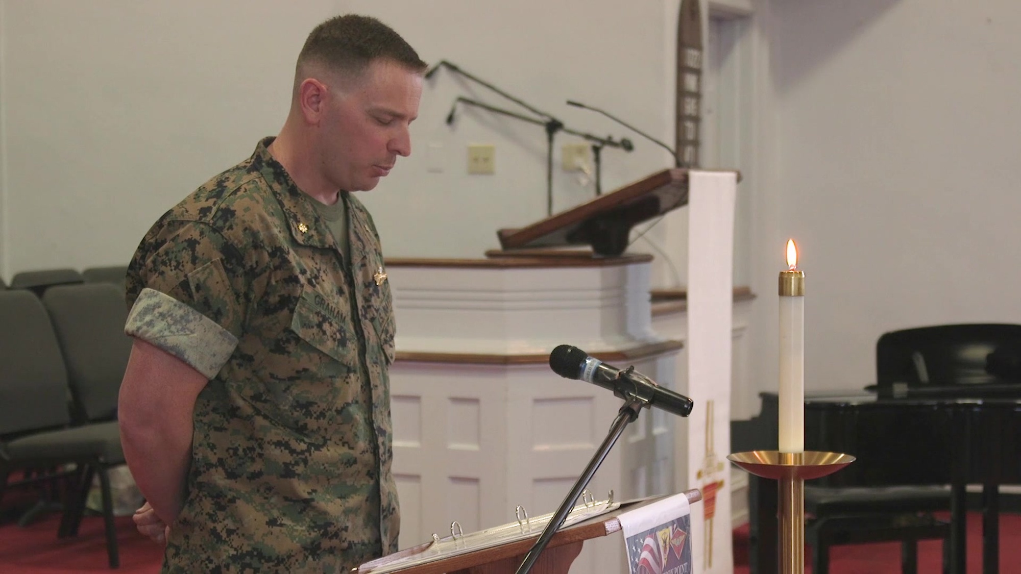 Chaplains from across Marine Corps Air Station Cherry Point come together in observance of the 48th National Day of Prayer May 7, 2020. The National Day of Prayer is an annual day of observance held on the first Thursday of May, designated by Congress, when people are asked “to turn to God in prayer and meditation.” (U.S. Marine Corps video by Sgt. Christian J. Lopez)