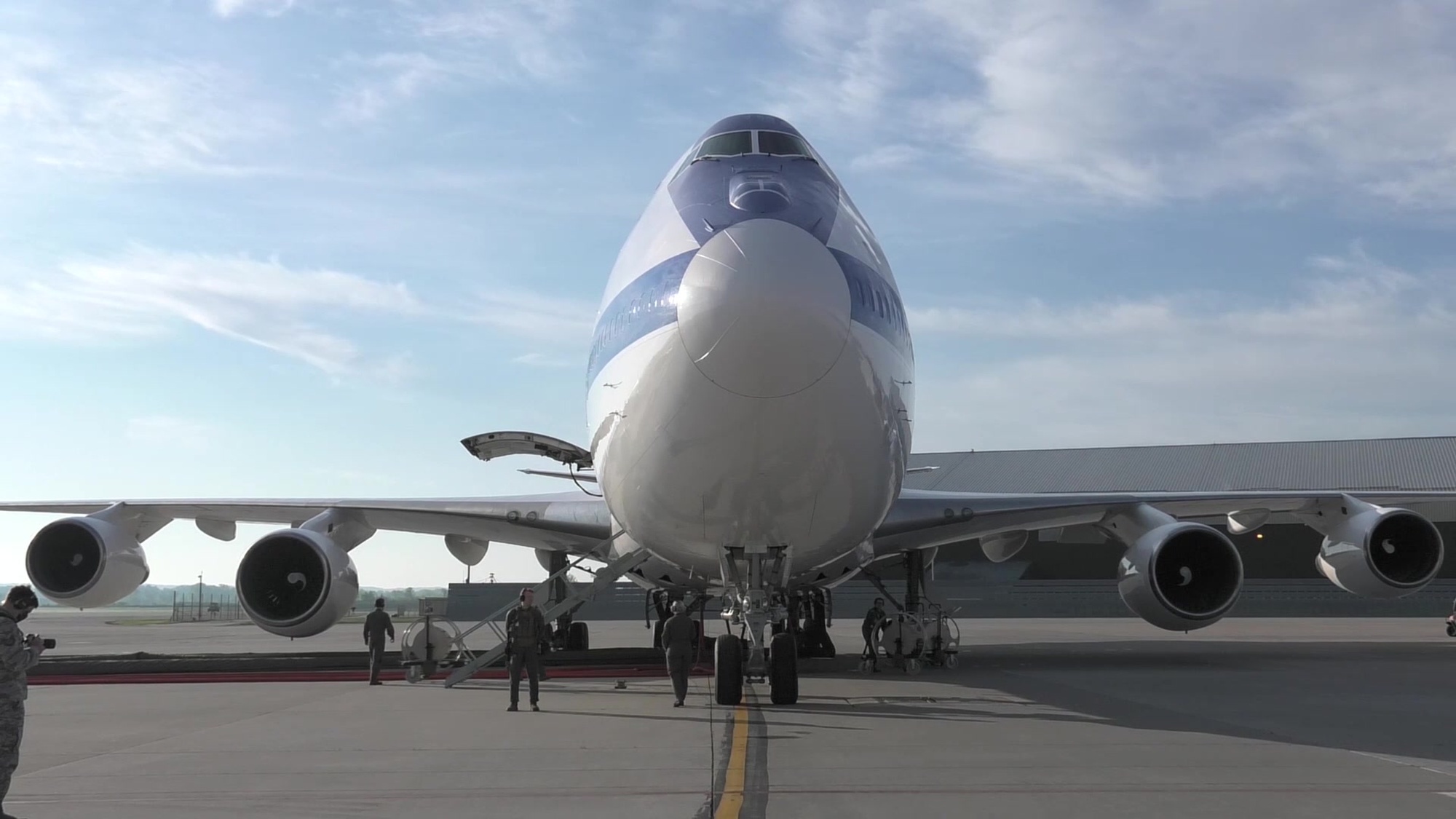 An E-4B Advanced Airborne Command Post preps for, and takes off, from Offutt Air Force Base, Ne. for an exercise.