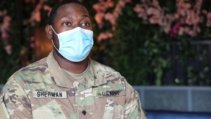 Behavioral Health Specialist Spc. Darius Sherman Supports Those in the Fight Against COVID-19