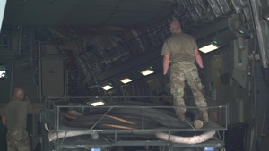 379th Expeditionary Logistics Readiness Squadron Fuels Airmen load and fuel an ABFDS aboard a C-17 Globemaster III